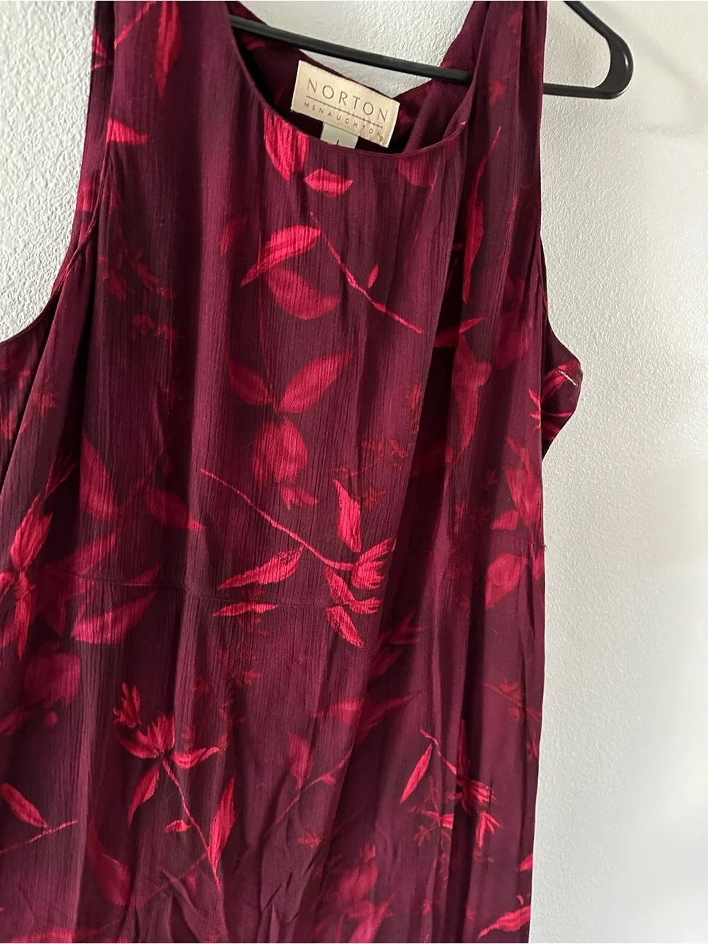 Pink/Maroon Rayon Vtg tank dress- calf length